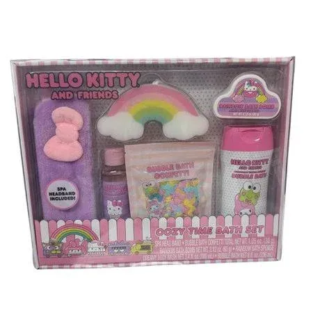 Hello Kitty Cozy Time Bath Set Spa Headband Confetti wash bubble Bath Bath Bomb