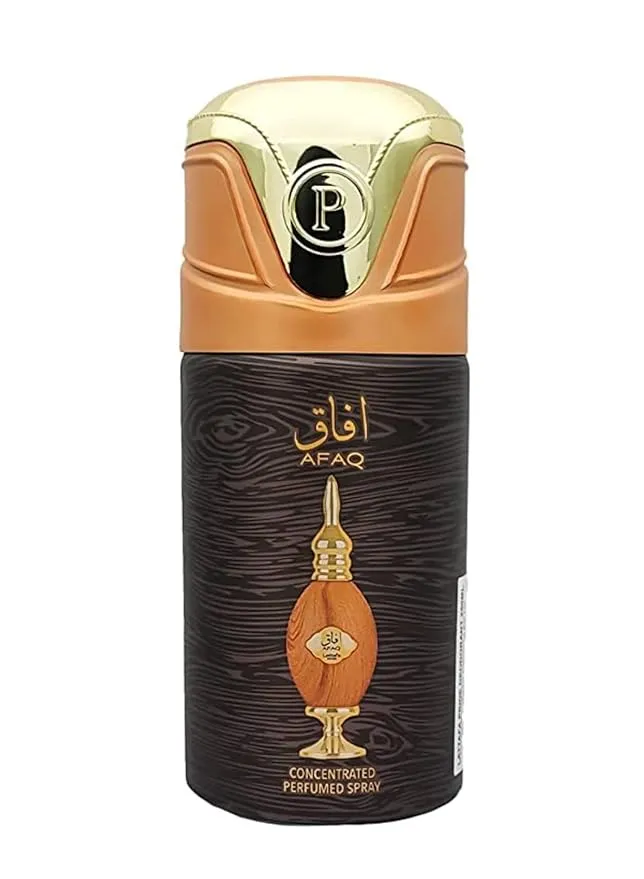 Lattafa Afaq Deodorant Body Spray Unisex - 250 ml | Perfumed Body Spray | Long Lasting Refreshing Fragrance Scent | Blended with Oud & Musk Fragrances (Pack of 1)