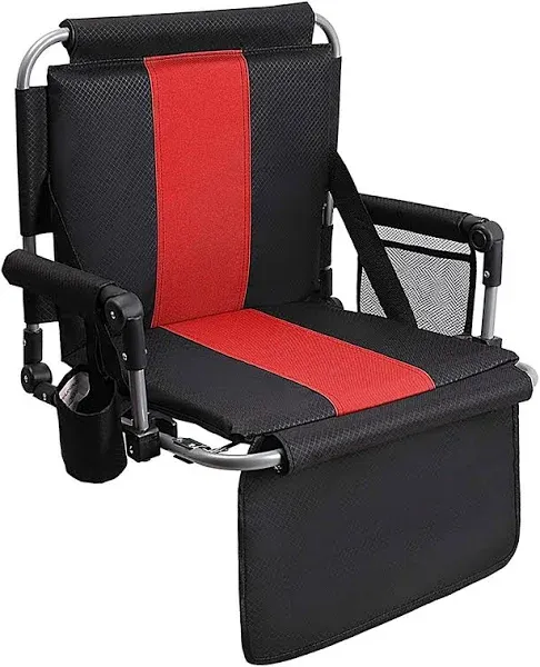 ALPHA CAMP Stadium Seat Chair for Bleachers 21.2″ x 17.3″ x 17.3″, Black Red 