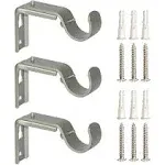 Curtain Rod Bracket Extenders Heavy Duty Adjustable Rod Holder Curtain Brackets for Wall for 7/8 or 1 Inch Rods, Set of 3 (White)