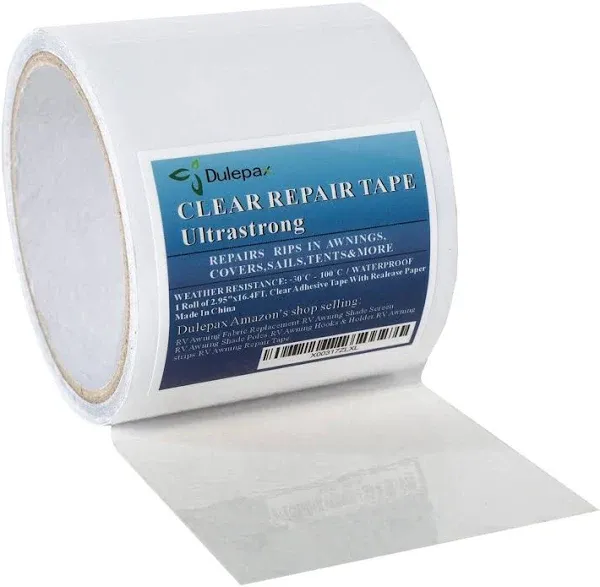 Dulepax-Tent Repair Tape,Awning Repair tape,Boat Covers Repair Tape,RV Covers Repair Kit,Tarp Repair Kit,Canvas Pctch Kit,Sail Tape Etc...1 Roll of 30FT x 2.9"