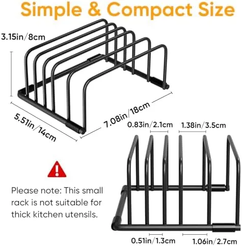 Metal Black Cutting Board Organizer Rack - Perfect Stand for Cutting Boards, Baking Sheets, Cookie Pans, and Bakeware - Ideal for Kitchen Cabinet & Countertop Storage