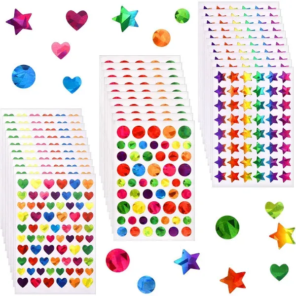 1710 Pcs Star Stickers, Small Stars Stickers for Kids Reward, Sparkly Holographic Stickers, Glitter Foil Stickers for Behavior Reward Chart and DIY Decoration