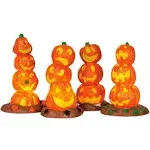 NEW LEMAX Halloween LIGHT UP PUMPKIN STACK, SET/4, B/O (4.5V) #34623