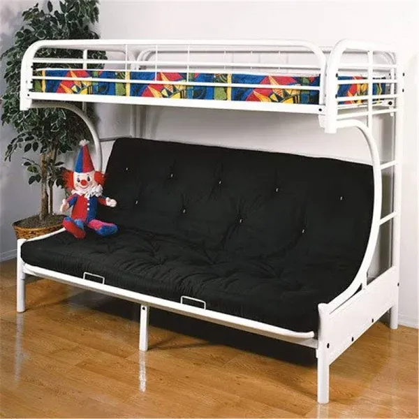 Acme Furniture Eclipse Metal Twin Over Futon Bunk Bed in White