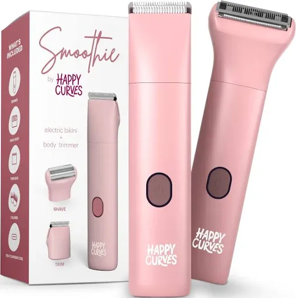 Happy Curves Smoothie Bikini Trimmer Electric Razor for Women Waterproof Hair Trimmer with Adjustable Guards