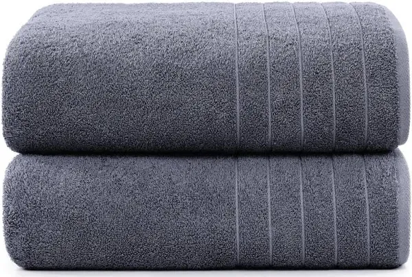 Casa Platino Bath Sheet Towels, 2 Pack Bath Sheet(36"x 72"), 100% Ring Spun Cotton Towels, Lightweight Towels for Bathroom, Absorbent Bathroom Towels, Quick Dry Bath Sheet, Soft Towel - Cool Grey