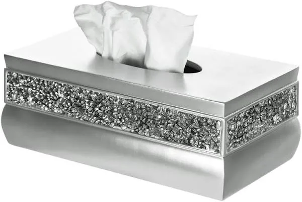 Creative Scents Silver Tissue Box Cover Rectangular - Decorative Bling Tissue Bo