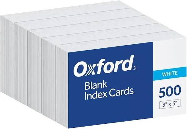 Index Cards, 3 x 5 Inches, White, Lined on Front, Blank on Back, Flashcards for 