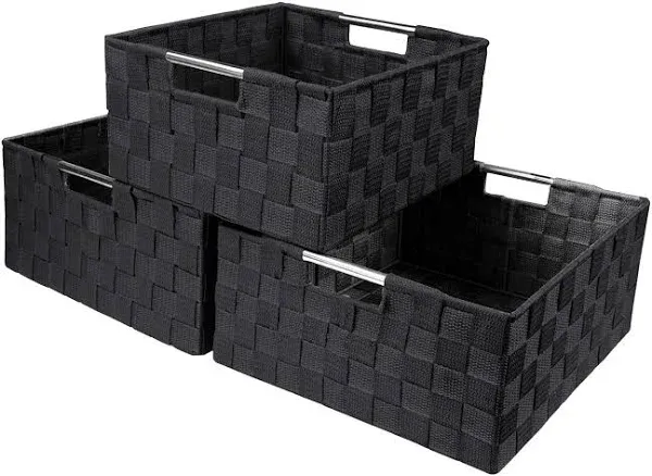 Sorbus Storage Box, Woven Basket Bin Organizer Set with Built-in Carry Handles