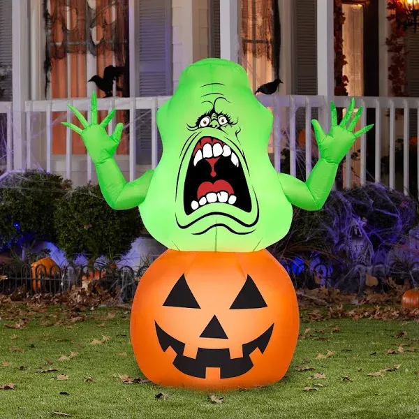 Gemmy Airblown Inflatable Ghostbusters Slimer On Pumpkin