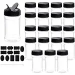 Spice Bottles 20Pcs 7oz Clear Plastic Container Jars with Lids Labels for Kit...