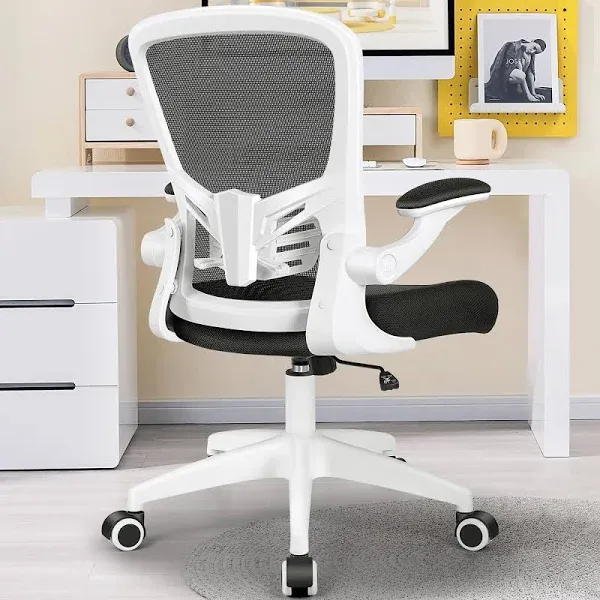 MINLOVE Office Chair Ergonomic Desk Chair with Lumbar Support and Height, Rolling Swivel Desk Chair with Wheels and Flip-up Arms, Breathable Mesh Executive Computer Chair for Home Office(Gray)