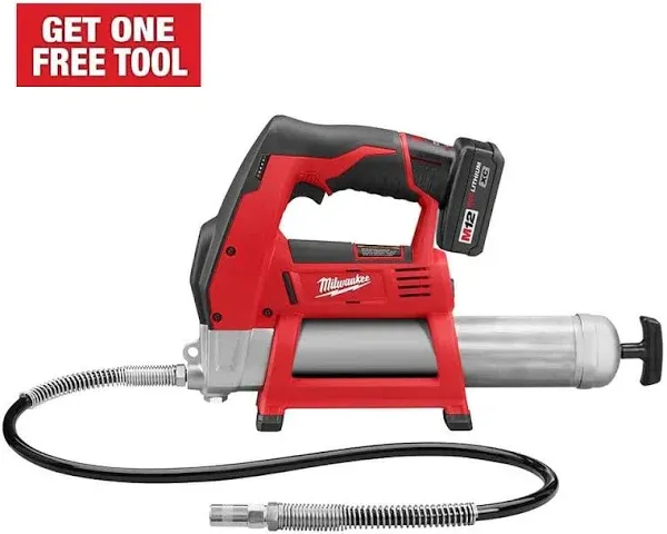 Milwaukee 2446-20 M12 Heavy-Duty Cordless Lightweight Grease Gun (Bare Tool)