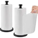 Kitchen Paper Towel Holder Countertop Stand Dispenser, Stainless Steel Paper Towel Roll Holder with Weighted Base, Black, 2 Pack