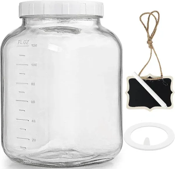 Folinstall 1 Gallon Glass Storage Jar with Lid, Large Mason Jar Wide Mouth wi...