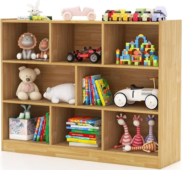 Costzon Kids Toy Organizers and Storage, Wooden 3 Tier Bookshelf with 