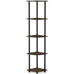 Furinno Turn-N-Tube 5 Tier Corner Display Rack Multipurpose Shelving Unit, Columbia Walnut/Black