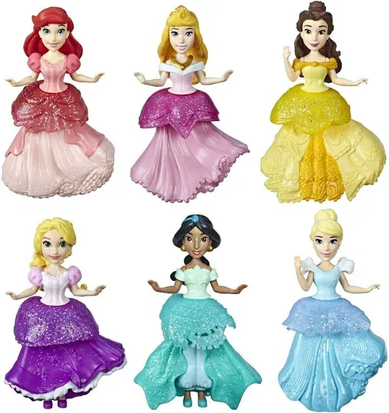 Disney Princess Royal Clips Rainbow Collection Six Princess Dolls And Dresses