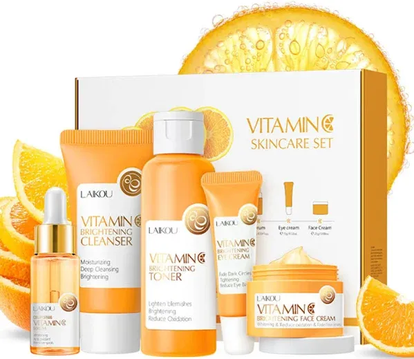 5Pcs Skincare Gift Set for Teenage Girls, Vitamin C Face Skin Care Kit with Clea