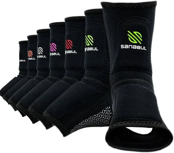 Sanabul Essential Gel Ankle Guard for MMA Sparring Kickboxing Striking Martial Arts Ankle Sleeves for Men & Women Ankle and Foot Protection 1 Pair - Green, Large-X-Large