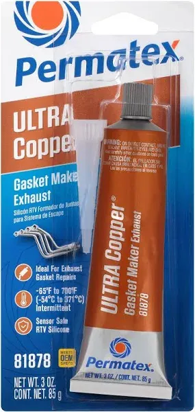 Permatex 81878-12PK Ultra Copper Maximum Temperature RTV Silicone Gasket Maker, 3 oz. (Pack of 12)