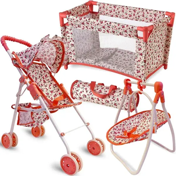 Baby Doll Accessories Set - 3-1 Baby Doll Furniture Set with Baby Doll Stroller,