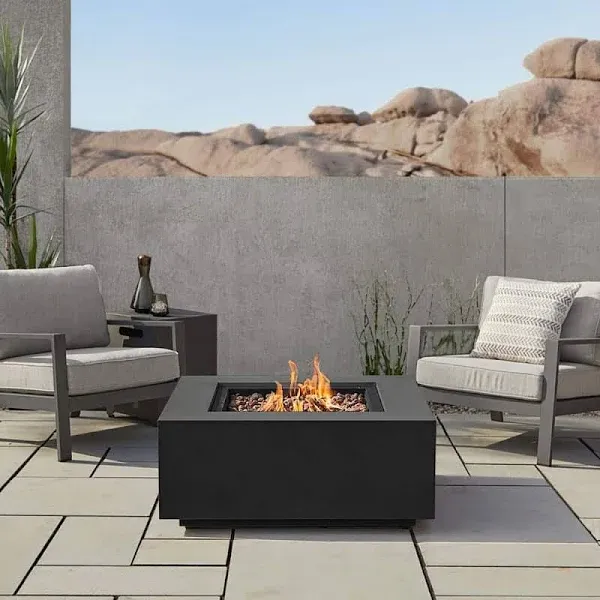 Real Flame Aegean 36" Square Propane Fire Table Weathered Slate