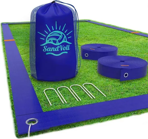 Beach Volleyball Lines for Sand - Portable 2 inch Black + Anchors 