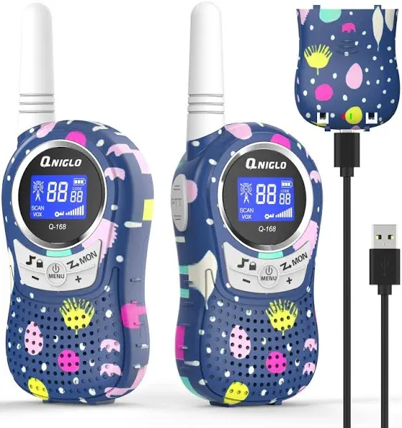 Qniglo Walkie Talkies for Kids - Rechargeable Kids Walkie Talkies with Clear Sound, Long Range - Perfect Birthday for 3-8 Year Old Boys Girls - Outdoor Adventures, Camping, Hiking