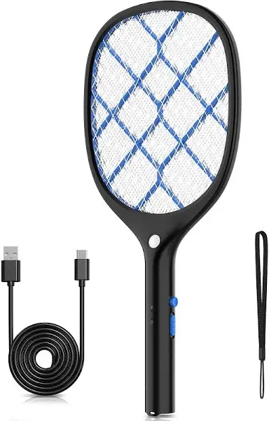 YISSVIC Electric Fly Swatter Bug Zapper Racket Rechargeable Mosquitos Killer with LED Light for Indoor Outdoor Home Office Backyard Patio Camping