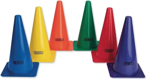 S&S Worldwide Spectrum 12" High Plastic Cones. Lightweight, Durable HDPE Cones with 7-3/8" Square Base in 6 Colors. Set of 6.