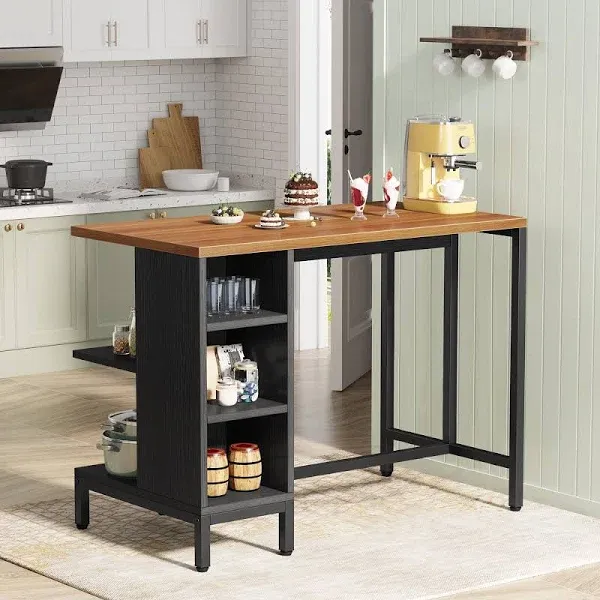 Tribesigns 43" Kitchen Island Dining Island with 5 Open Shelves