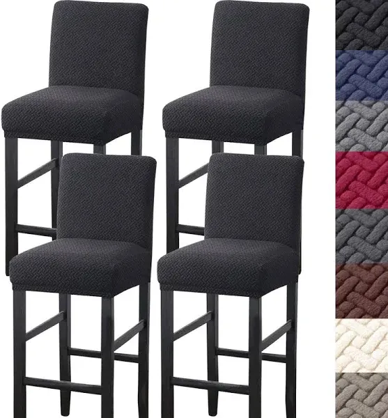 Bar Stool Covers2 Pack Stretch Bar Stool Covers with Backs Jacquard Bar Stool...