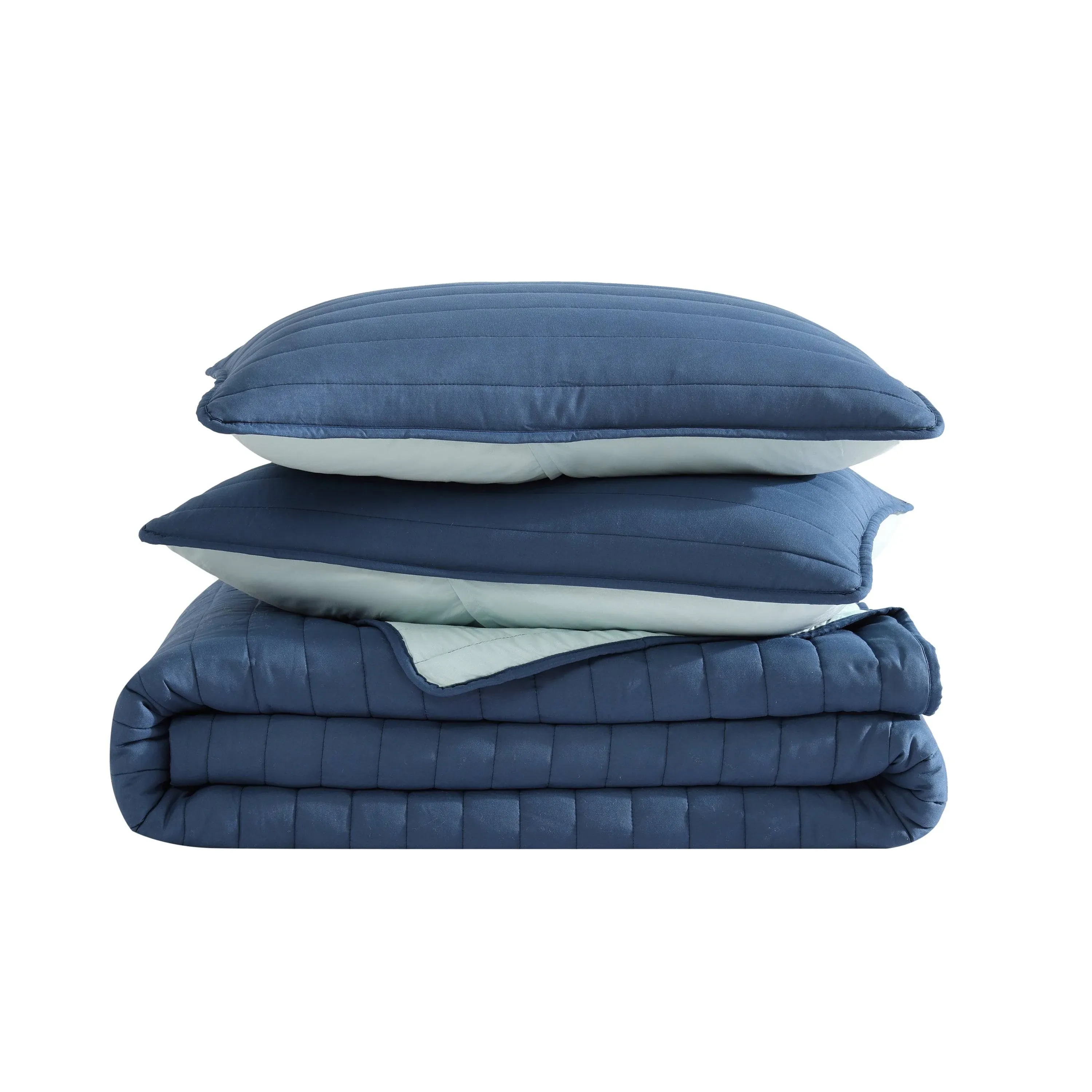 True Classics Microfiber Quilt Set - Blue - Full - Queen