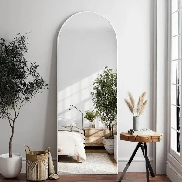 Arched Full Length Mirror 64"*21" Large Floor Mirror with Stand