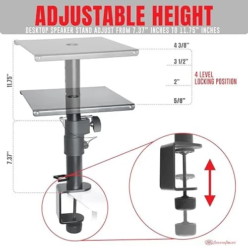 AxcessAbles Desktop Clamp-On Studio Monitor Speaker Stands