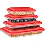 Serenelife 4 Sets of High Borosilicate Rectangular Glass Bakeware Set w/ PE Lid