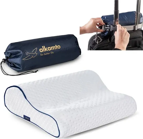 Travel & Camping Comfortable Memory Foam Pillow – Easy to Carry Portable Bag – Temperature Regulating Pillow Case (Black)