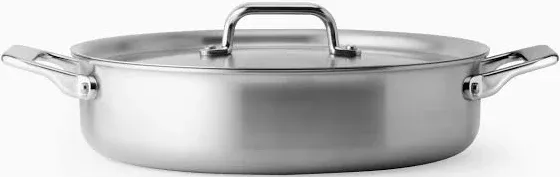 6 Quart Stainless Steel Rondeau Pot with Lid - 5-Ply Steel Braiser Pan with H...