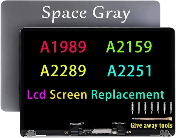 A1989 Screen Replacement for MacBook Pro A1989 A2159 A2289 A2251 Retina 13.3" LCD LED Display Digitizer Assembly Panel EMC 3214 3358 3301 3456 3348 (Space Grey)