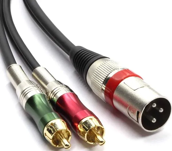 SiYear XLR Male to 2 x Phono RCA Plug Adapter Y Splitter Patch Cable, 1 XLR Male 3 Pin to Dual RCA Male Plug Stereo Audio Cable Connector(1.5 Meters)