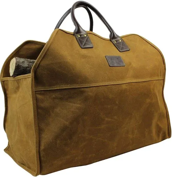 Waxed Canvas Firewood Log Carrier Tote