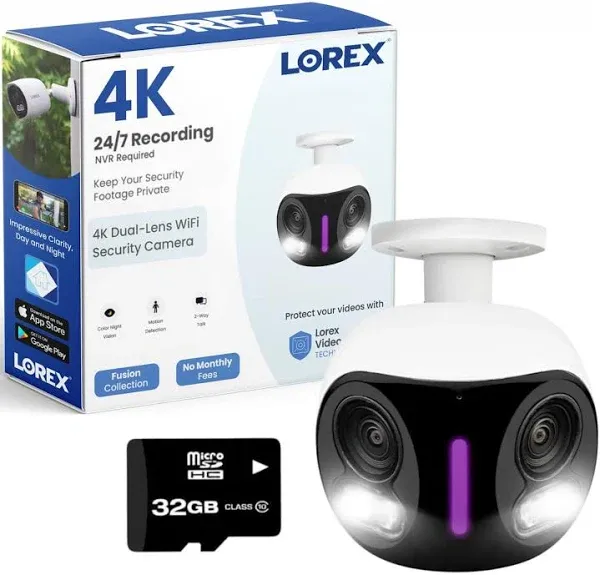 Lorex 4K Dual-Lens Wi-Fi Security Camera with Smart Security Lighting