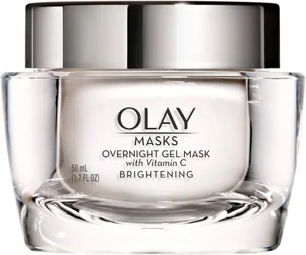 Face Mask Gel by Olay Masks, Overnight Facial Moisturizer with Vitamin C and Hyaluronic Acid for Brighter Skin, 1.7 Fl Ounce