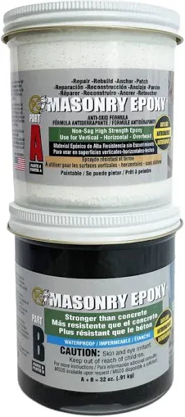 PC-Masonry Epoxy Adhesive Paste, Two-Part Repair, 32 oz in Two Jars, Gray