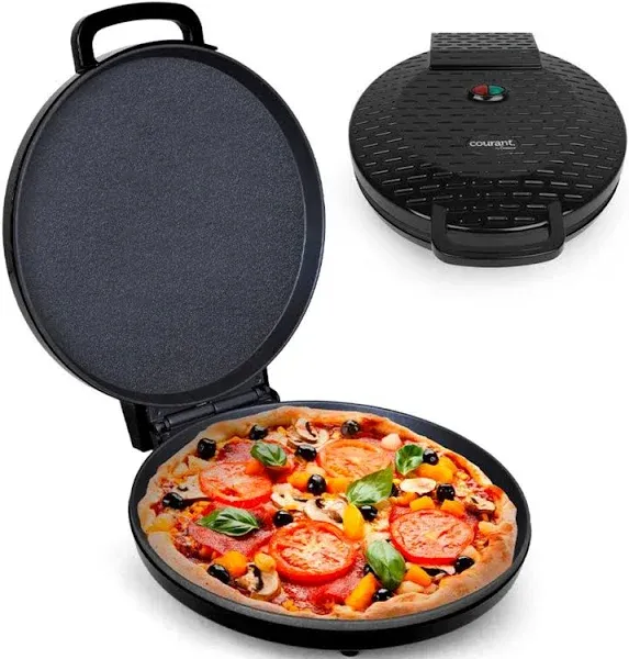 Courant Pizza Maker 12 inch Pizzas Machine Newly improved Cool-touch Handle Non-Stick plates Pizza Oven & Calzone Maker