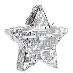 Small Silver Foil Star Pinata for Birthday Party (13 x 13 x 3 Inches)