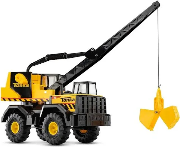 Tonka Steel Classics Mighty Crane - Made with Steel & Sturdy Plastic, Yellow Toy Construction Truck, Boys and Girls, Kids, Toddlers, Ages 3+