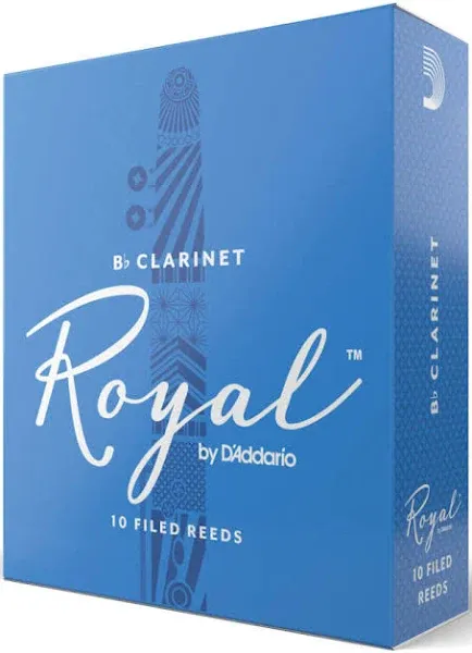 D’Addario Woodwinds - Royal Bb Clarinet Reeds - B Flat Clarinet Reeds - Reeds for Clarinet - Clarinet Bb Reeds - Strong Spine - Filed Cut - Strength 2.5, 10-Pack